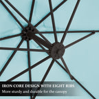 Parasol déporté suspendu à manivelle en acier de 3 m