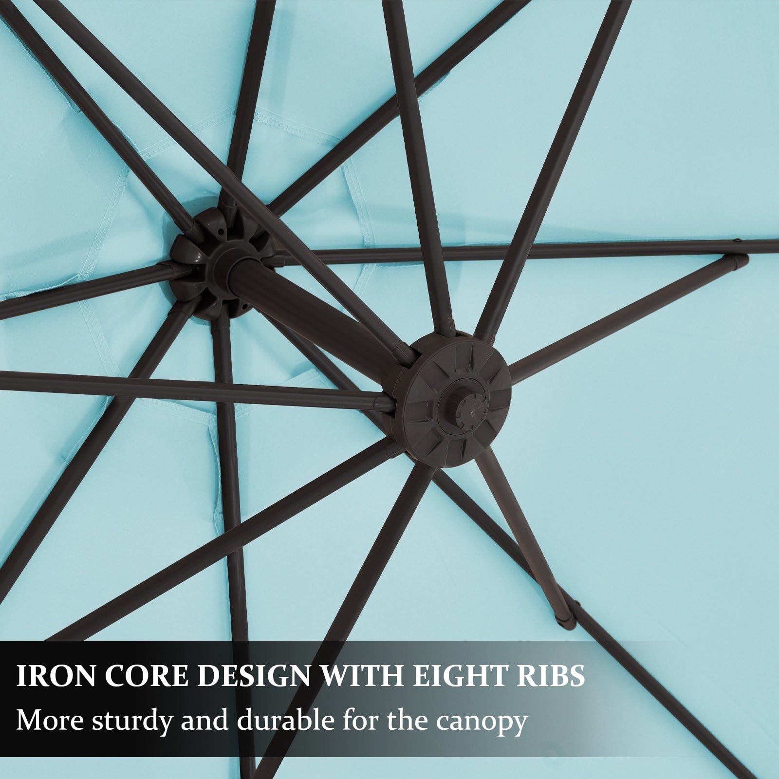 Parasol déporté suspendu à manivelle en acier de 3 m