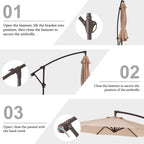 Parasol déporté suspendu à manivelle en acier de 3 m