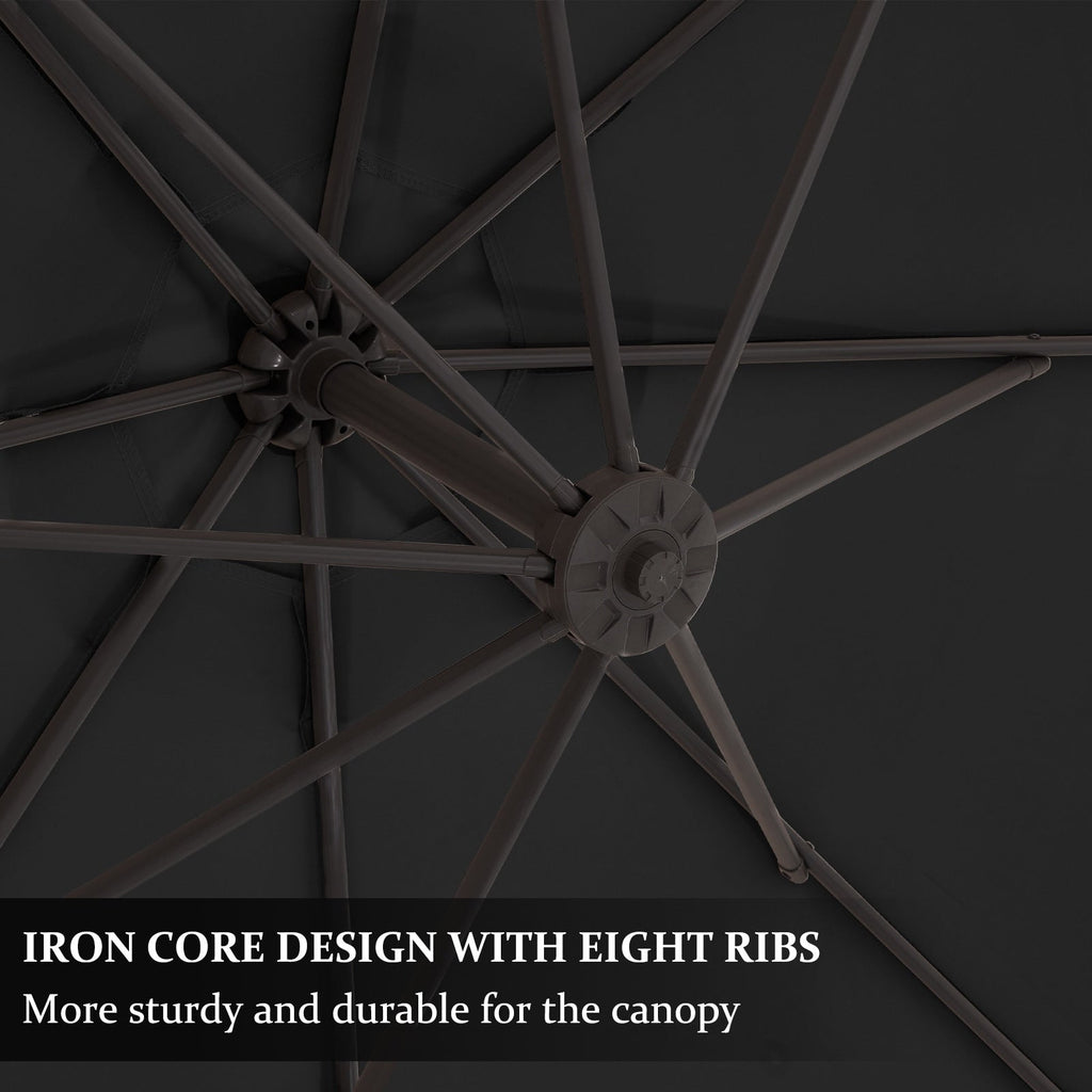 Parasol déporté suspendu à manivelle en acier de 3 m