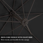 Parasol déporté suspendu à manivelle en acier de 3 m