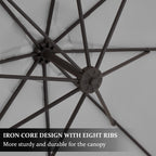 Parasol déporté suspendu à manivelle en acier de 3 m