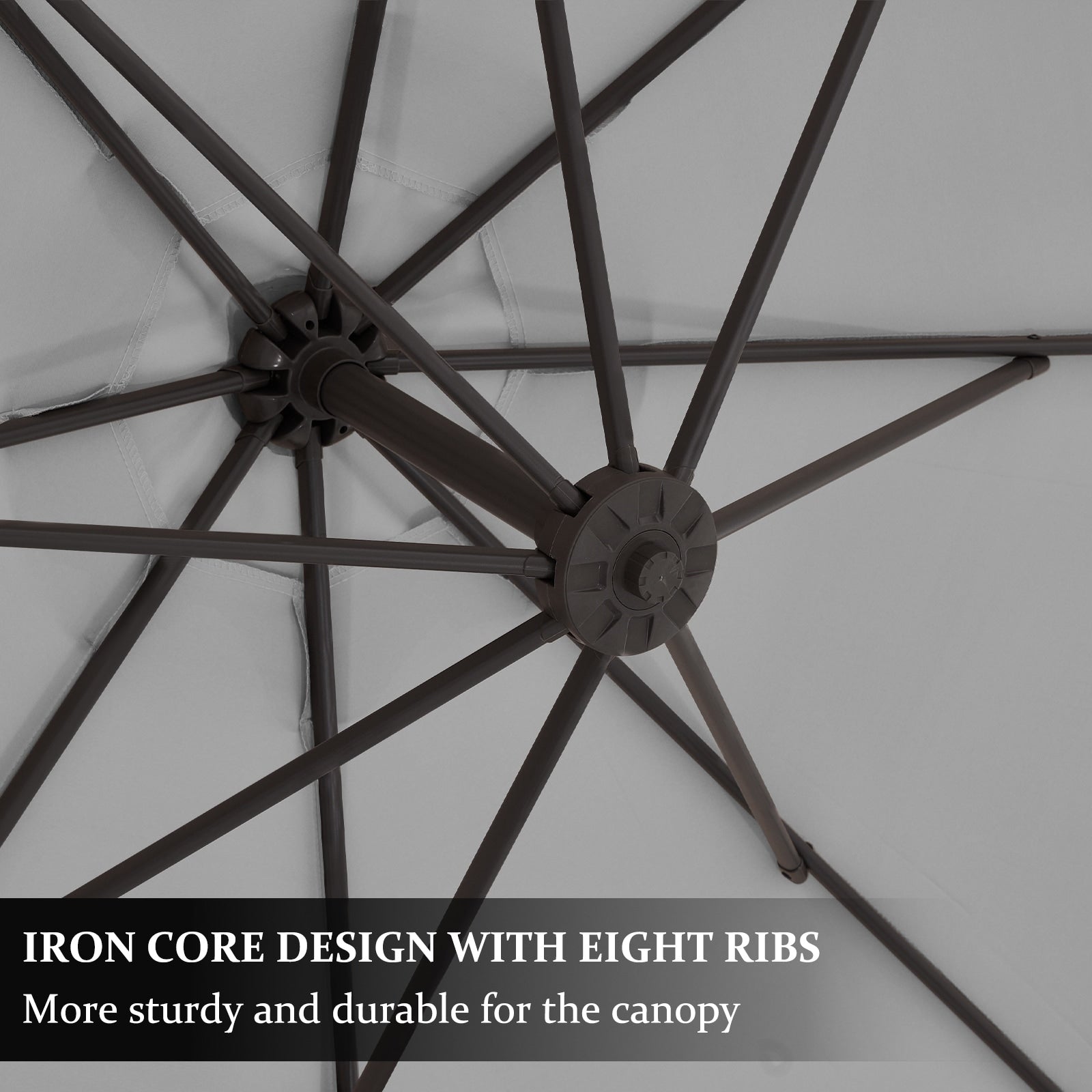 Parasol déporté suspendu à manivelle en acier de 3 m