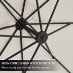 Parasol déporté suspendu à manivelle en acier de 3 m