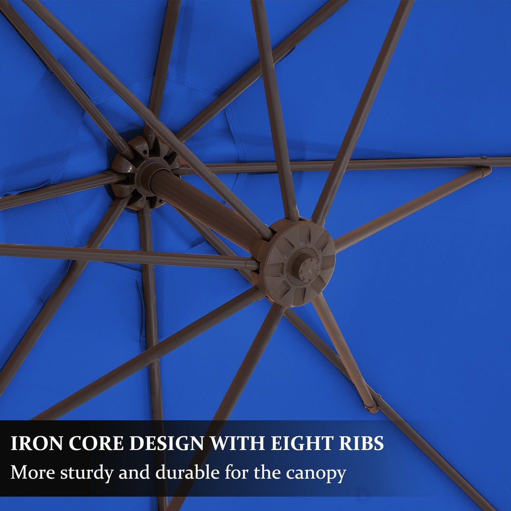 Parasol déporté suspendu à manivelle en acier de 3 m