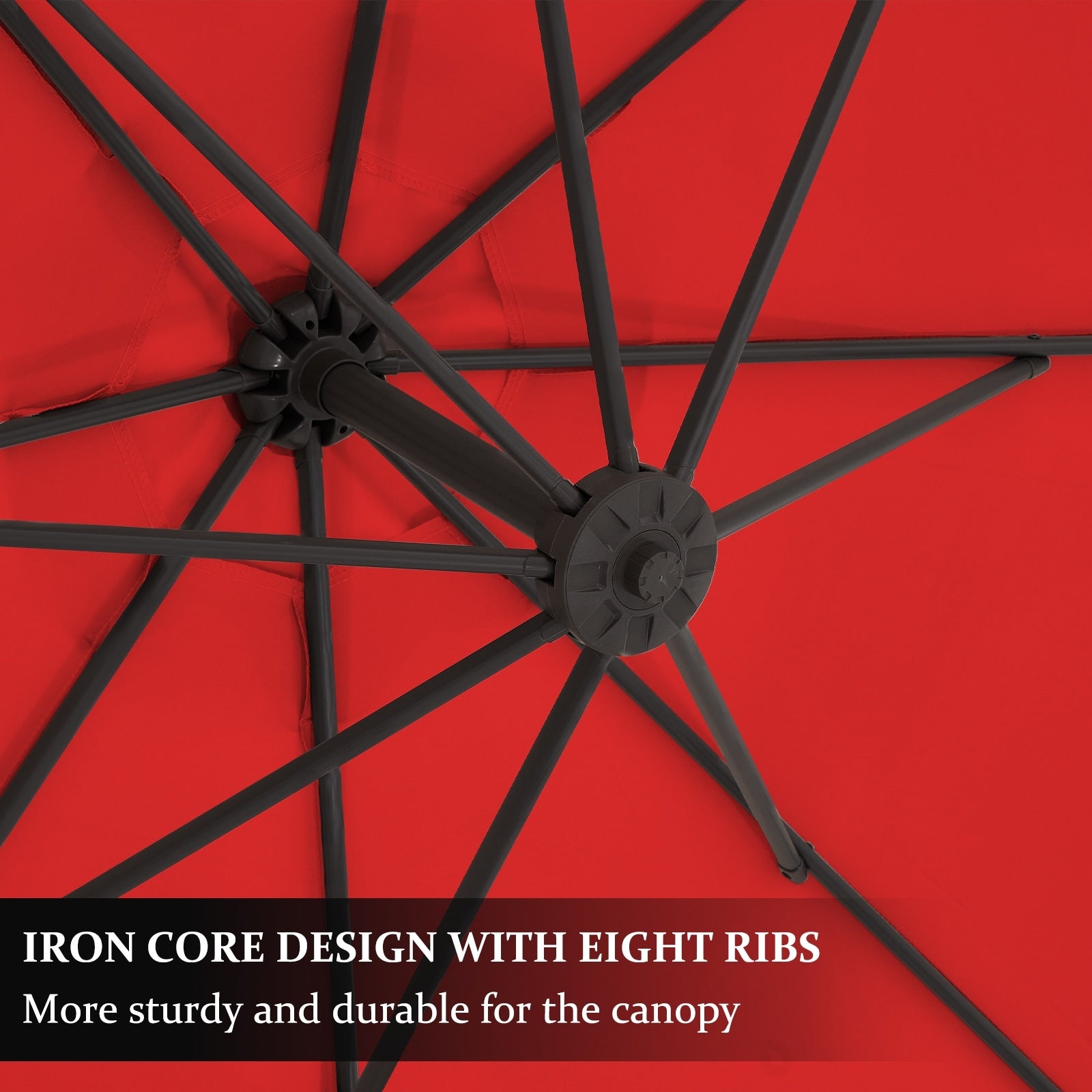 Parasol déporté suspendu à manivelle en acier de 3 m