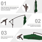 Parasol déporté suspendu à manivelle en acier de 3 m