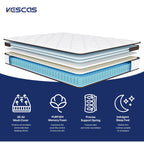 Matelas hybride 14 pouces, mousse à mémoire de forme et ressorts ensachés, fermeté moyenne, tailles Queen et King en option