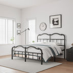 Cadre de lit en métal robuste de 14 pouces de haut avec style vintage, supporte jusqu'à 2500 lb, assemblage facile et sans grincement