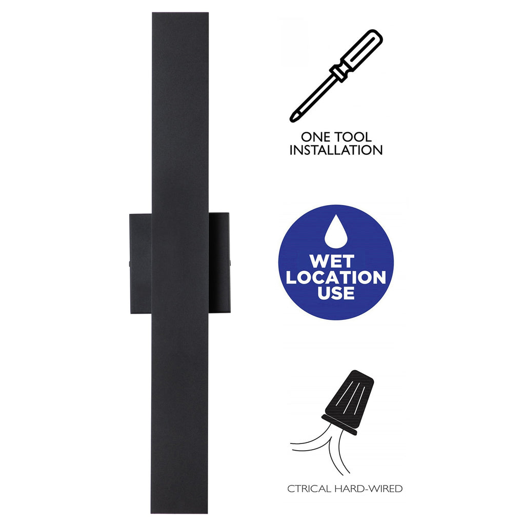 Applique murale extérieure LED en aluminium noir mat à 2 lumières C Cattleya