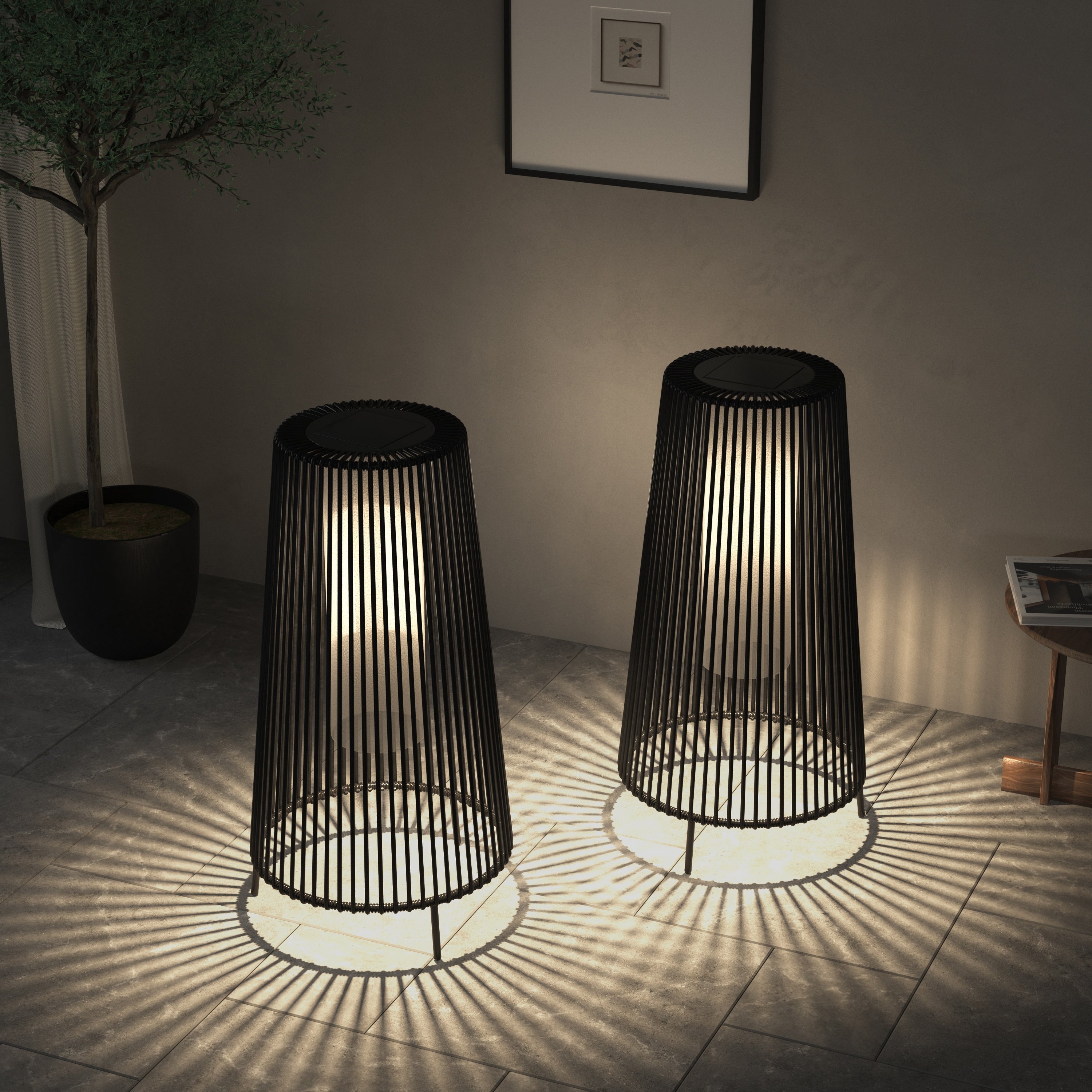 Lot de 2 lampadaires solaires d'extérieur