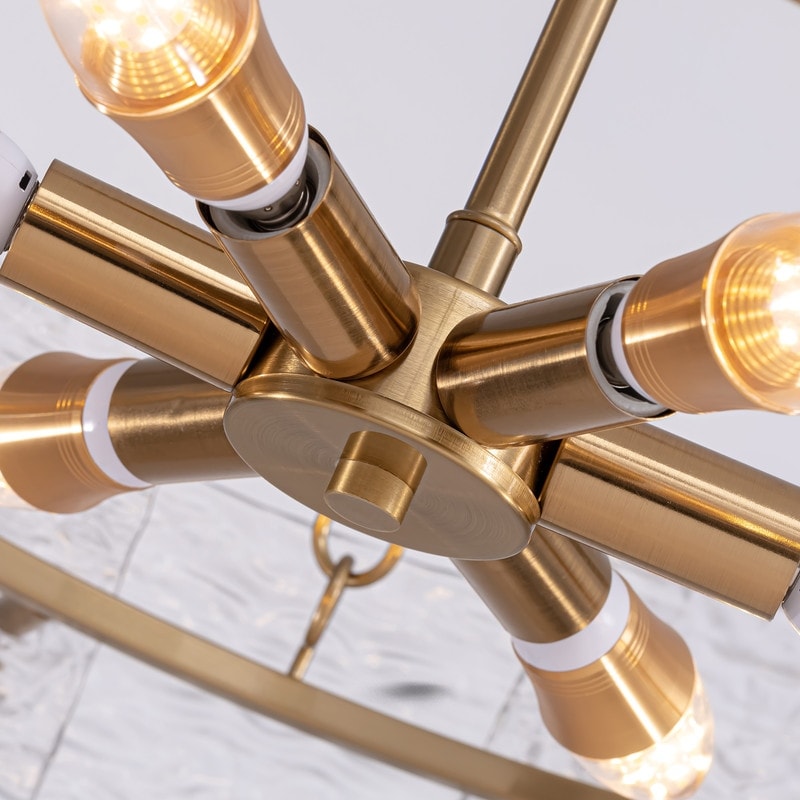 Lustre moderne en cristal doré de 23,6 po, 6 lumières, style tambour glamour, pour îlot de cuisine et salle à manger