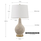 Lampe de table de style campagnard beige délavé/doré de 24,5 pouces avec abat-jour en lin blanc (lot de 2) - 24,5 H