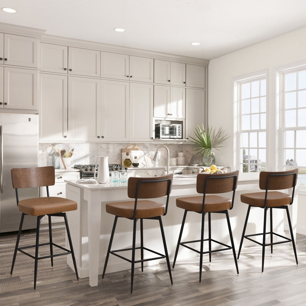 Lot de 2/3/4 tabourets de bar/comptoir pivotants rembourrés en similicuir