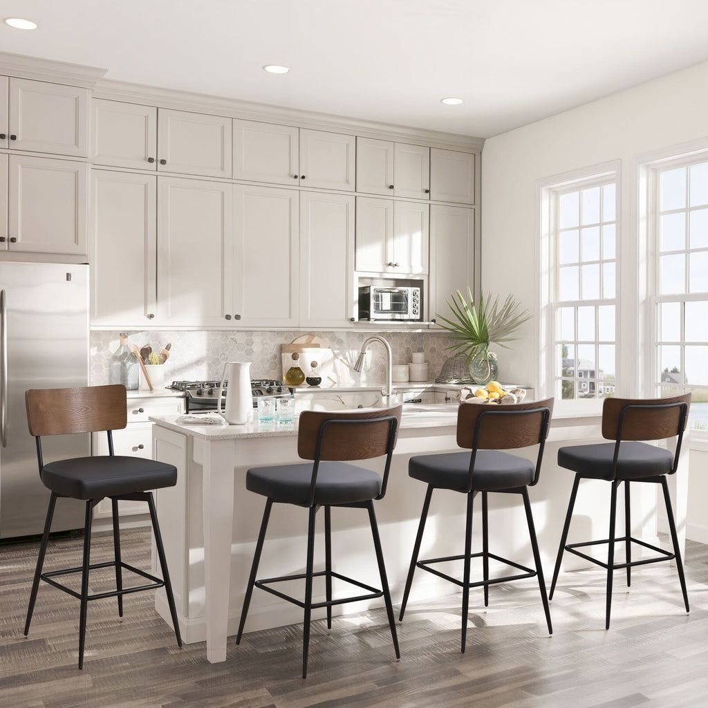 Lot de 2/3/4 tabourets de bar/comptoir pivotants rembourrés en similicuir