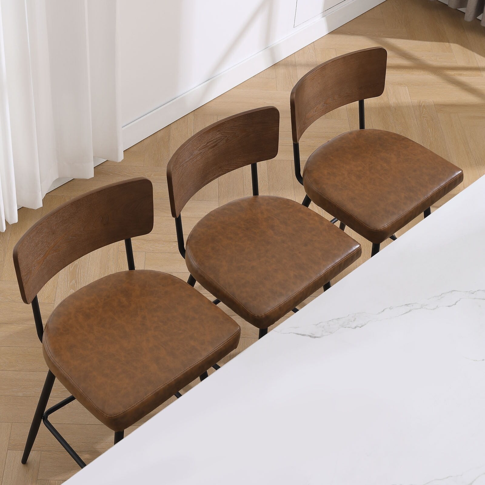 Lot de 2/3/4 tabourets de bar/comptoir pivotants rembourrés en similicuir