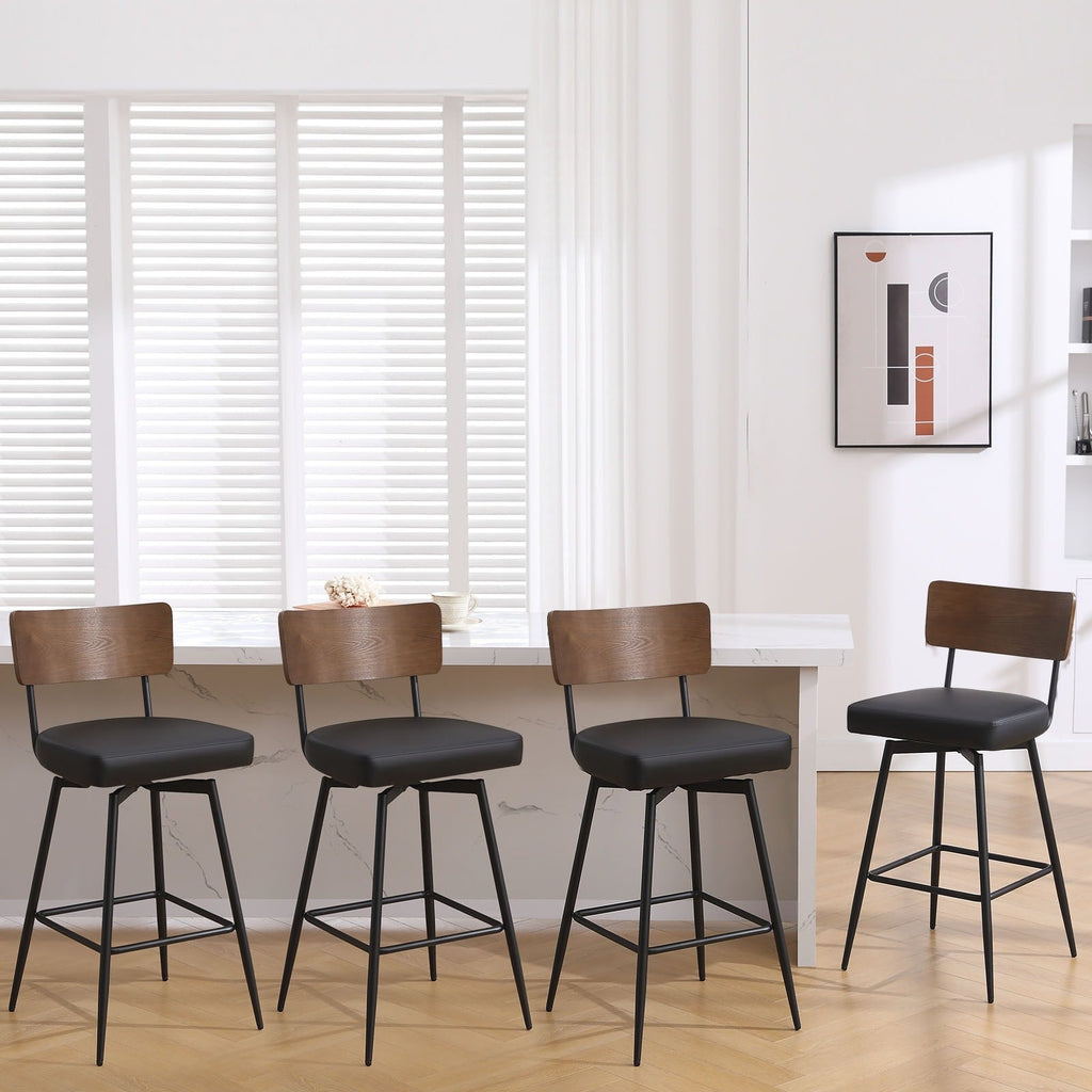 Lot de 2/3/4 tabourets de bar/comptoir pivotants rembourrés en similicuir