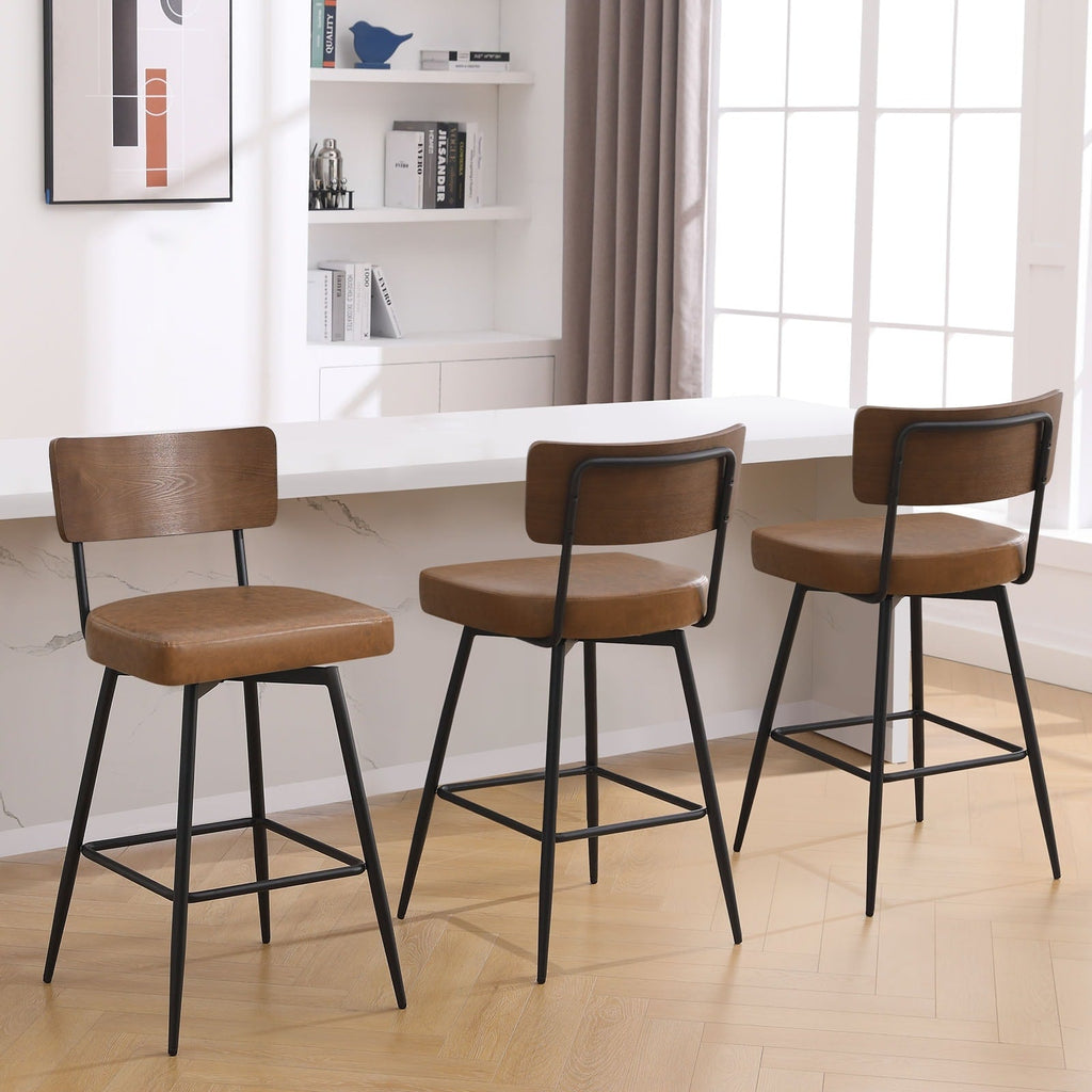 Lot de 2/3/4 tabourets de bar/comptoir pivotants rembourrés en similicuir