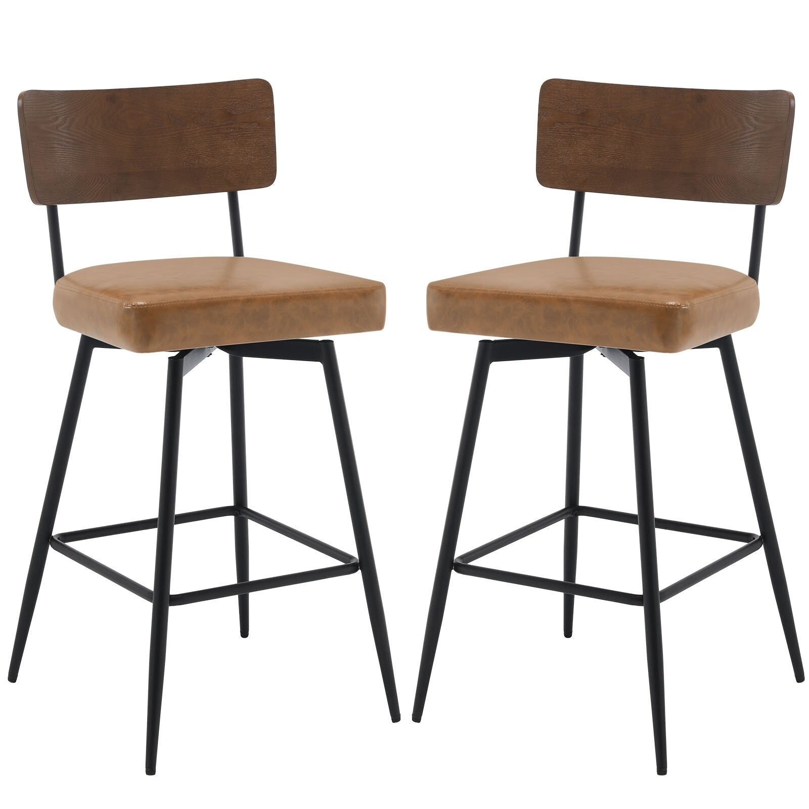 Lot de 2/3/4 tabourets de bar/comptoir pivotants rembourrés en similicuir