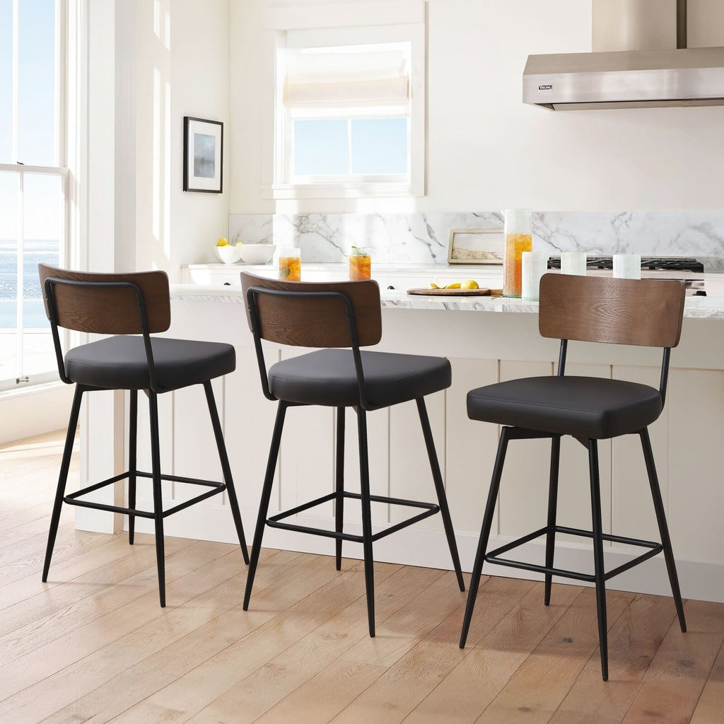 Lot de 2/3/4 tabourets de bar/comptoir pivotants rembourrés en similicuir