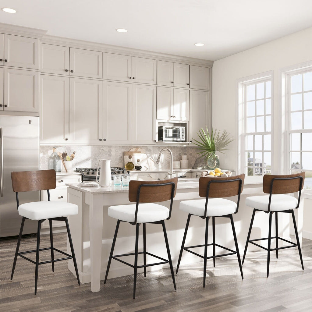 Lot de 2/3/4 tabourets de bar/comptoir pivotants rembourrés en similicuir