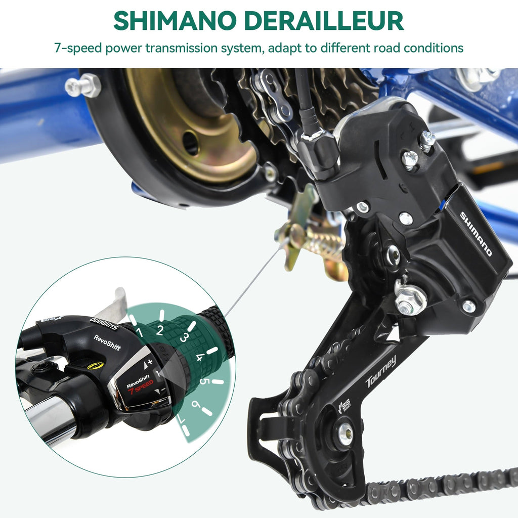 Tricycle adulte 26 pouces, 3 roues, 7 vitesses