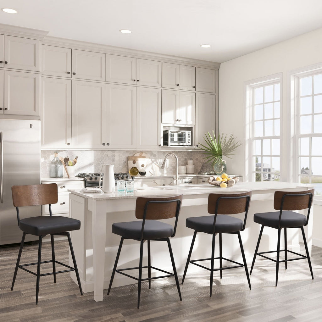 Lot de 2/3/4 tabourets de bar/comptoir pivotants rembourrés en similicuir