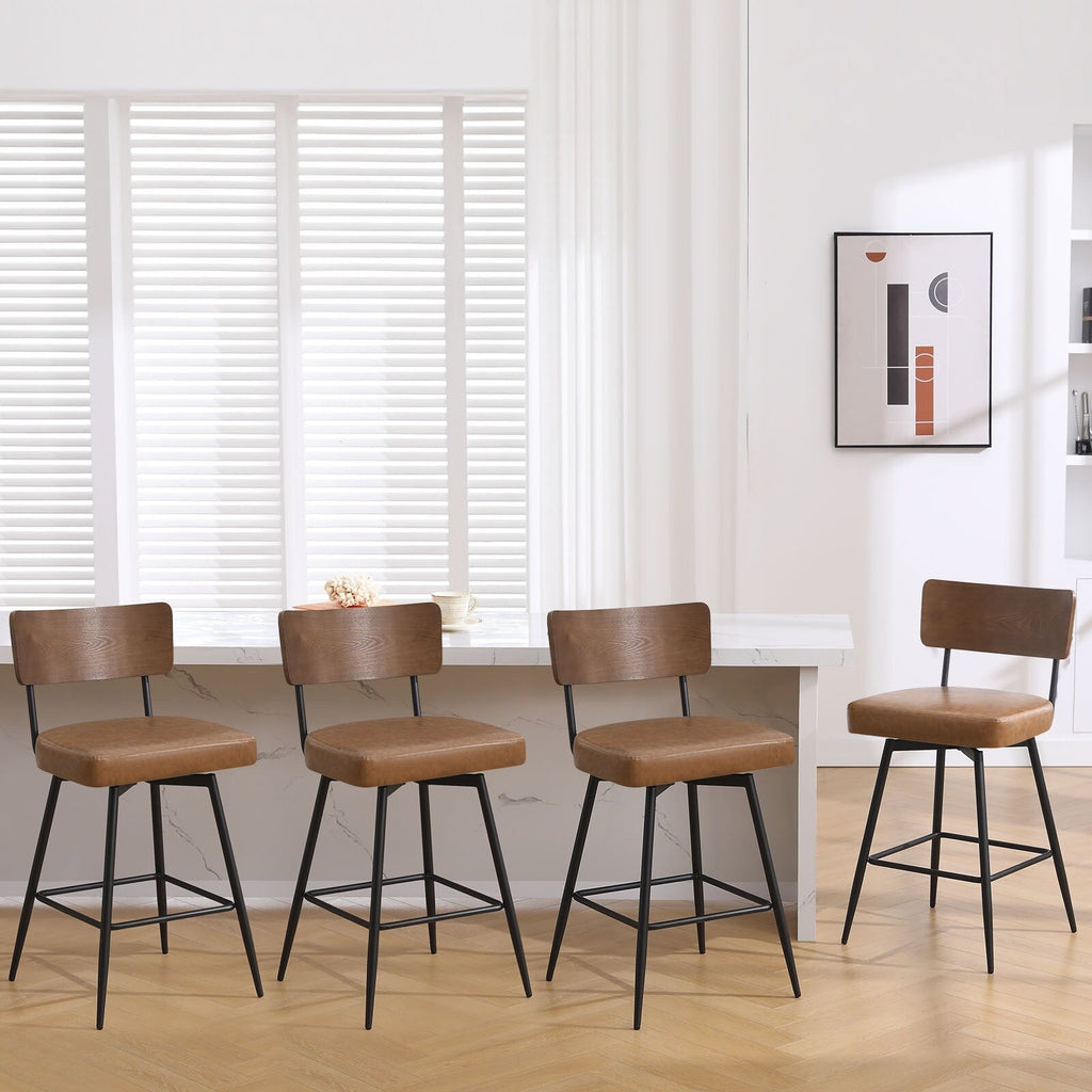 Lot de 2/3/4 tabourets de bar/comptoir pivotants rembourrés en similicuir