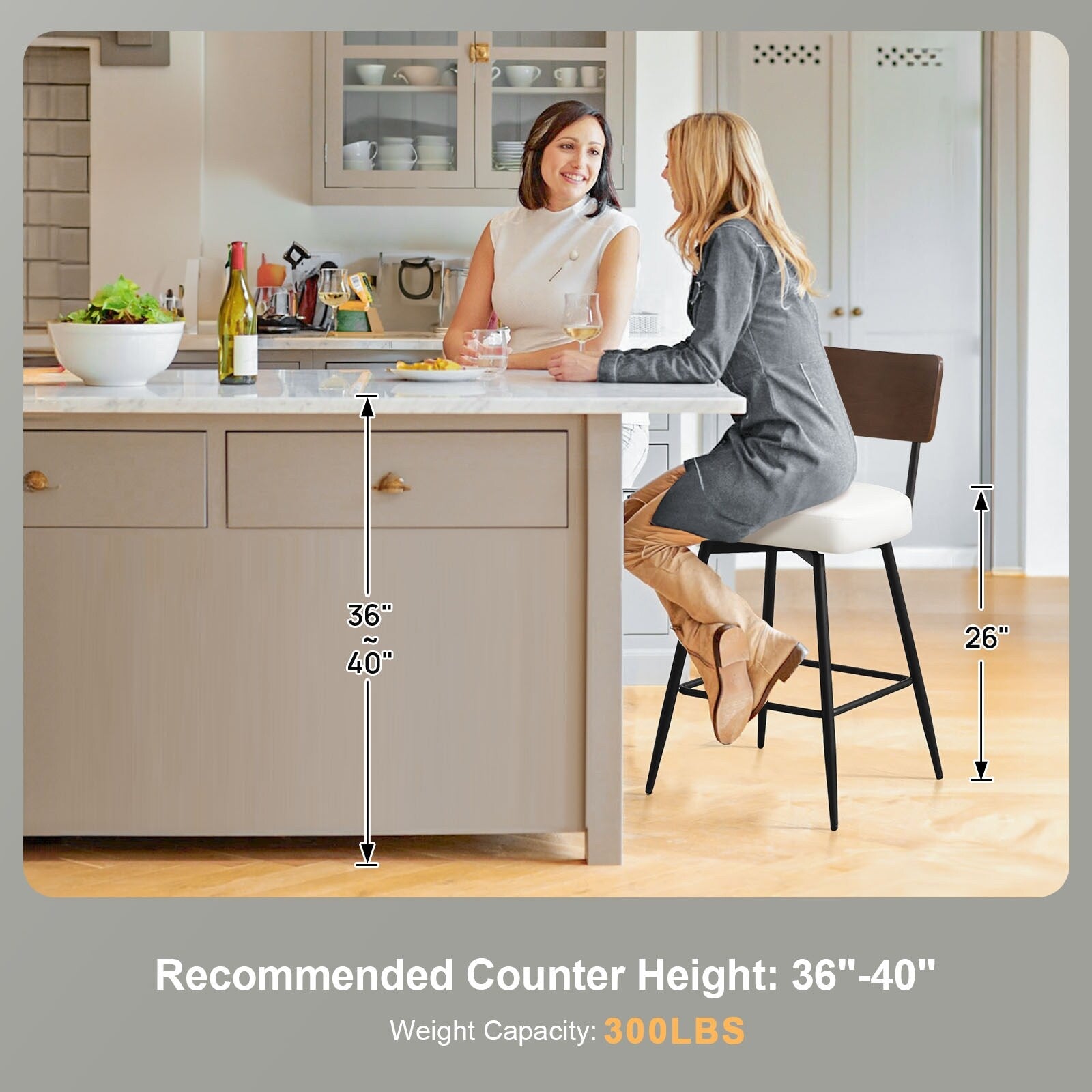 Lot de 2/3/4 tabourets de bar/comptoir pivotants rembourrés en similicuir