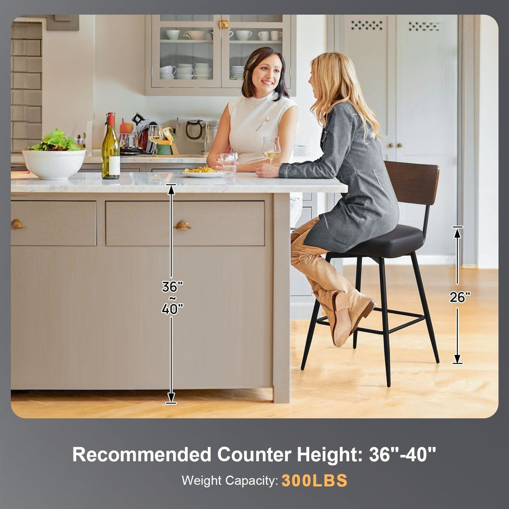 Lot de 2/3/4 tabourets de bar/comptoir pivotants rembourrés en similicuir