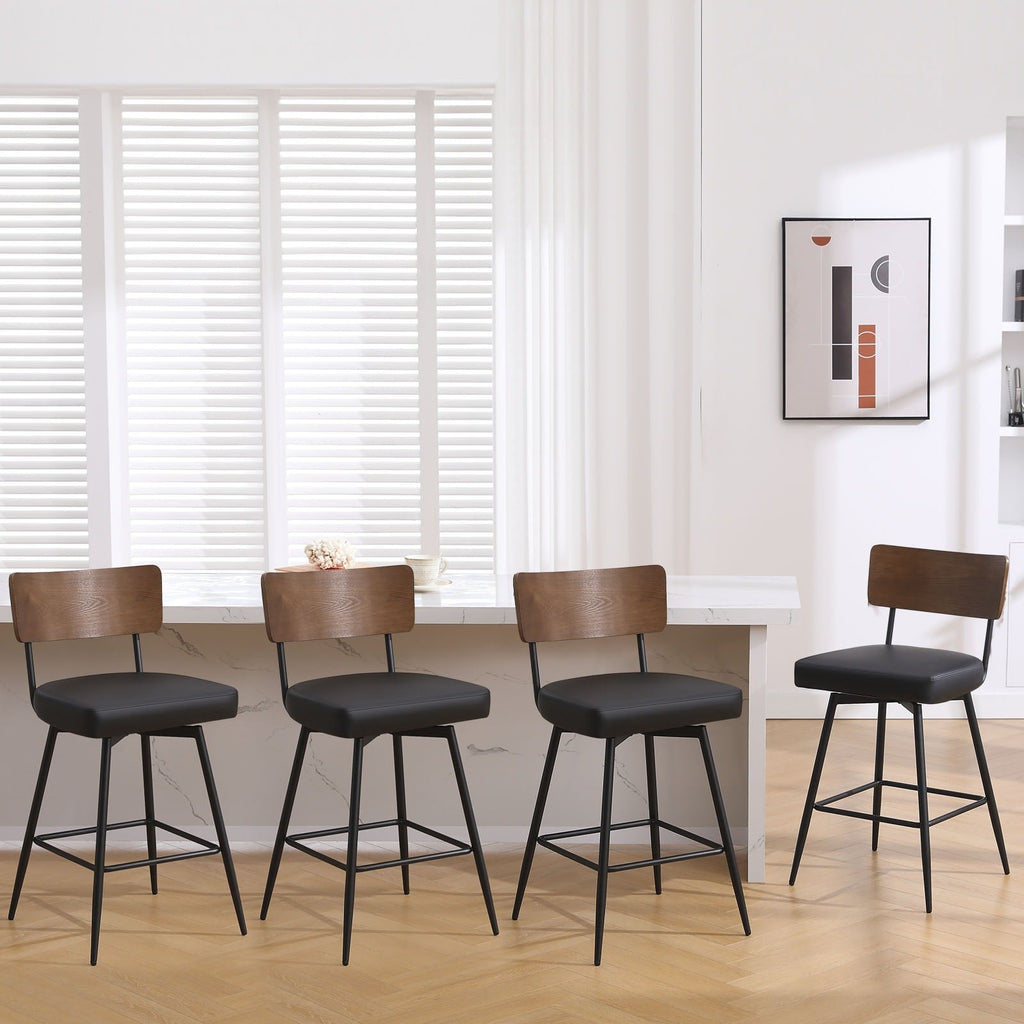 Lot de 2/3/4 tabourets de bar/comptoir pivotants rembourrés en similicuir