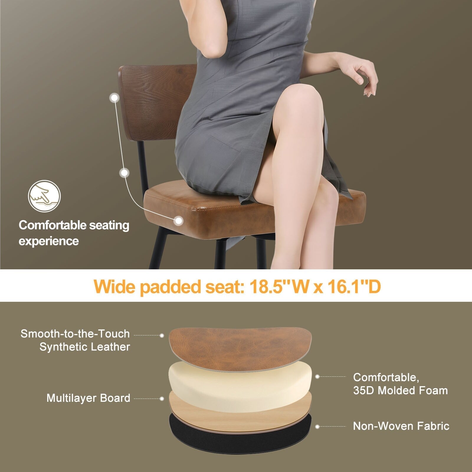 Lot de 2/3/4 tabourets de bar/comptoir pivotants rembourrés en similicuir