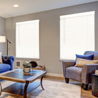 Store vénitien sans cordon en imitation bois - Blanc éclatant