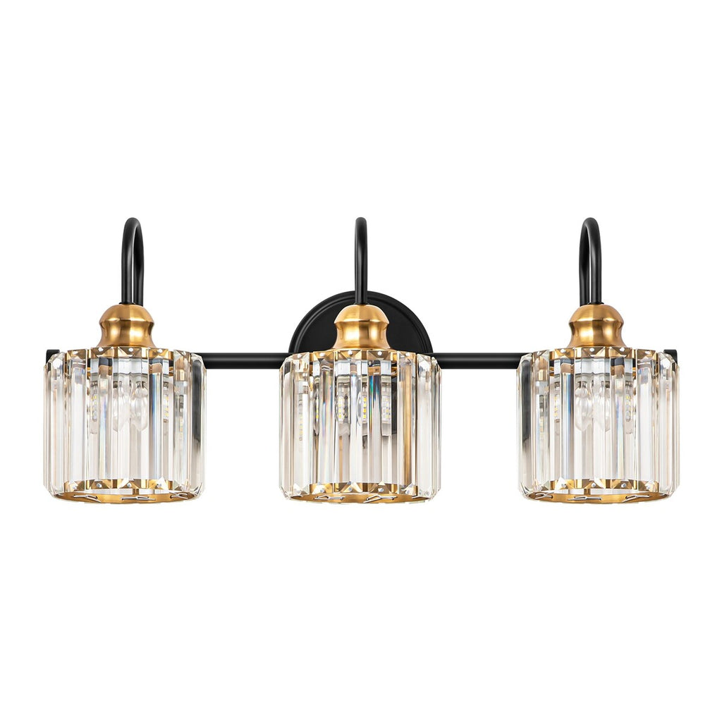 Applique murale linéaire moderne et glamour à 3 ou 4 lumières en cristal, à intensité variable, pour salle de bain.