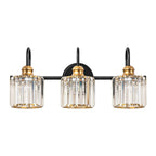 Applique murale linéaire moderne et glamour à 3 ou 4 lumières en cristal, à intensité variable, pour salle de bain.