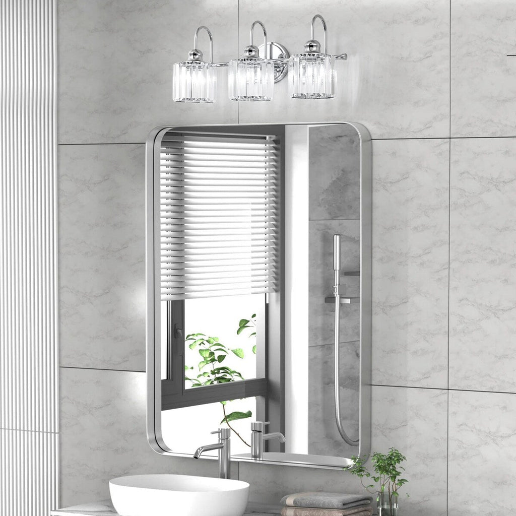 Applique murale linéaire moderne et glamour à 3 ou 4 lumières en cristal, à intensité variable, pour salle de bain.