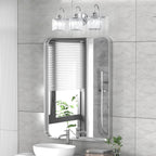 Applique murale linéaire moderne et glamour à 3 ou 4 lumières en cristal, à intensité variable, pour salle de bain.