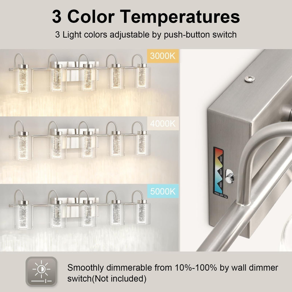 Luminaires de salle de bain en nickel brossé à 3/4/5/6 lumières