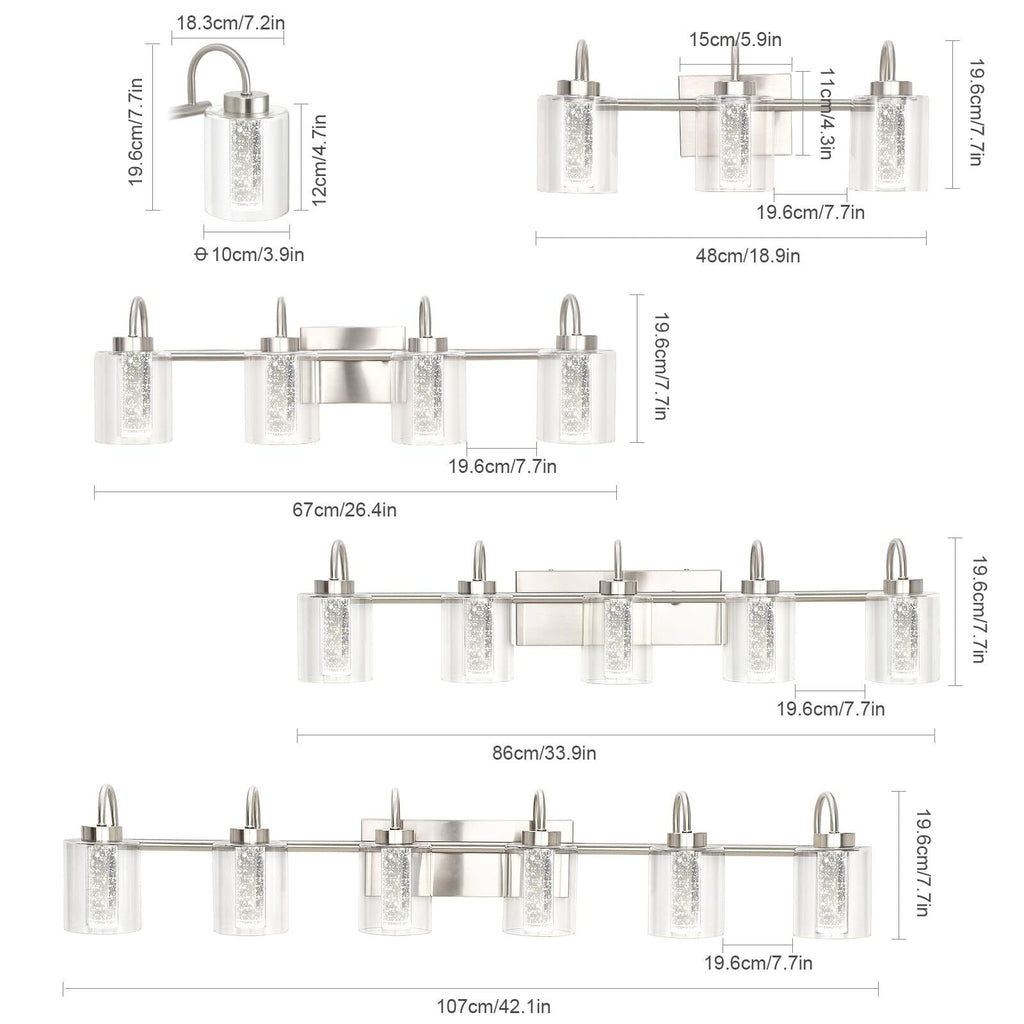 Luminaires de salle de bain en nickel brossé à 3/4/5/6 lumières