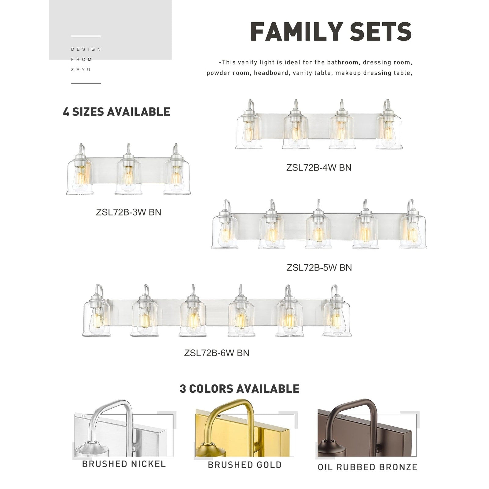 Appliques murales modernes à 3/4/5/6 lumières au-dessus du miroir pour salle de bain