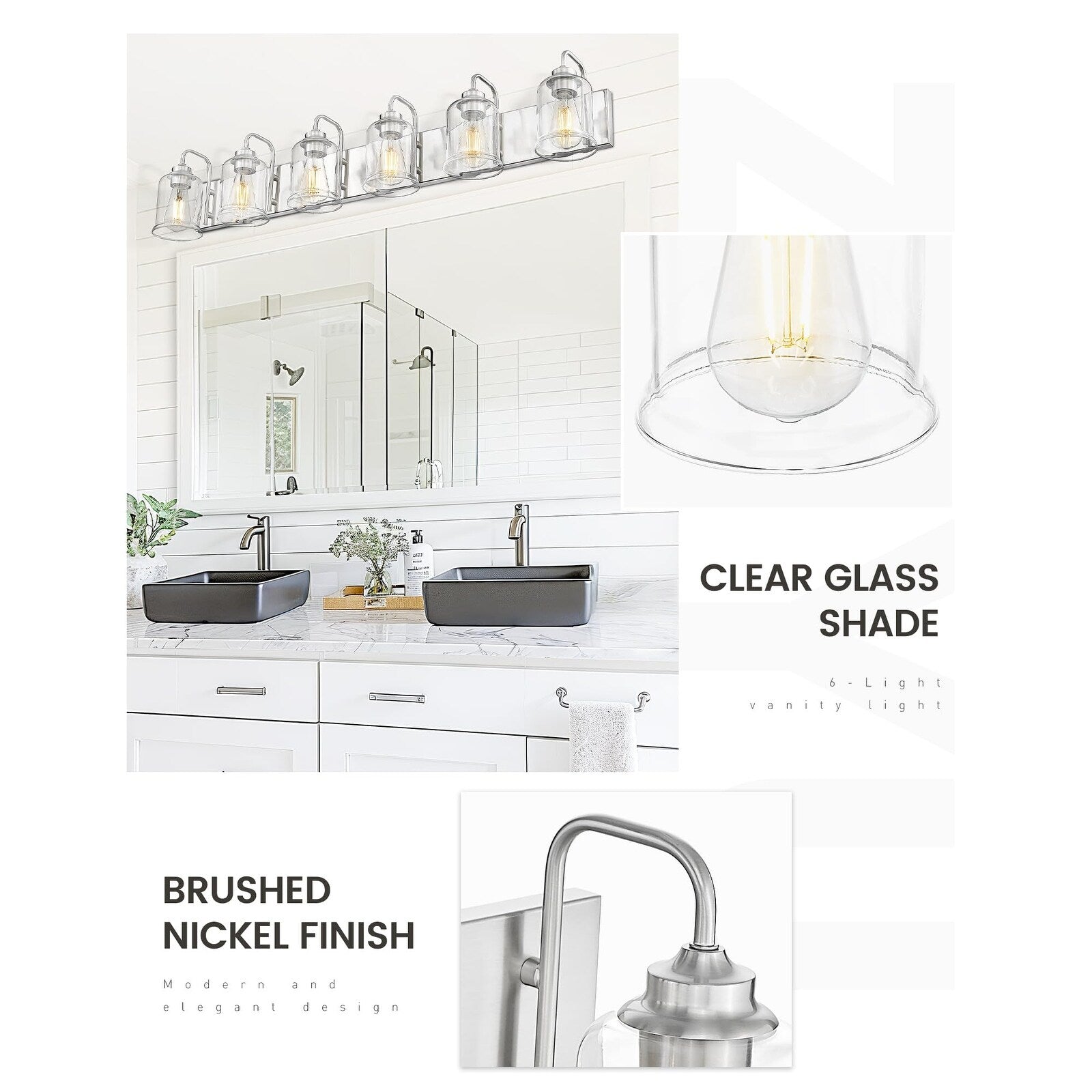 Appliques murales modernes à 3/4/5/6 lumières au-dessus du miroir pour salle de bain