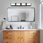 Applique murale LED moderne pour salle de bain, 3/4/5 lumières, noir mat, à intensité variable.