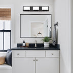 Applique murale LED moderne pour salle de bain, 3/4/5 lumières, noir mat, à intensité variable.