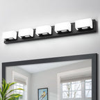 Applique murale LED moderne pour salle de bain, 3/4/5 lumières, noir mat, à intensité variable.