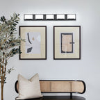 Applique murale LED moderne pour salle de bain, 3/4/5 lumières, noir mat, à intensité variable.