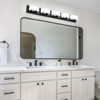 Applique murale LED moderne pour salle de bain, 3/4/5 lumières, noir mat, à intensité variable.