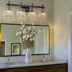 Applique murale moderne à 3/4/5 lumières en cristal, à intensité variable, au-dessus du miroir de salle de bain