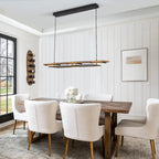 Lustre linéaire en bois à 3/5 lumières LED intégrées pour îlot de cuisine