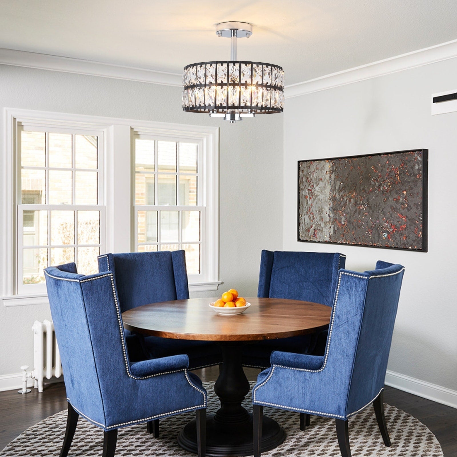 Plafonniers semi-encastrés à 3 lumières en cristal pour salon et couloir