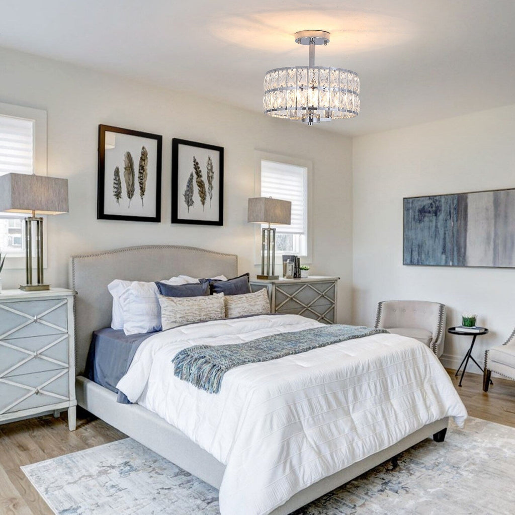 Plafonniers semi-encastrés à 3 lumières en cristal pour salon et couloir